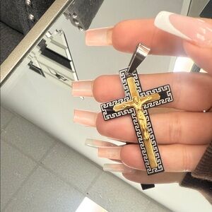 Black and Gold Cross Pendant